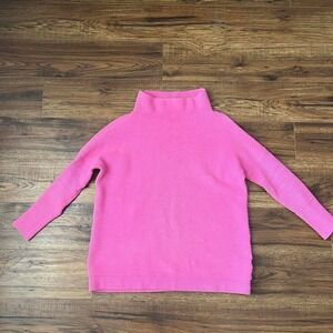 Free People Pink Ottoman Ribbed Sweater Mock Neck Slouch Oversized Women XS Boho